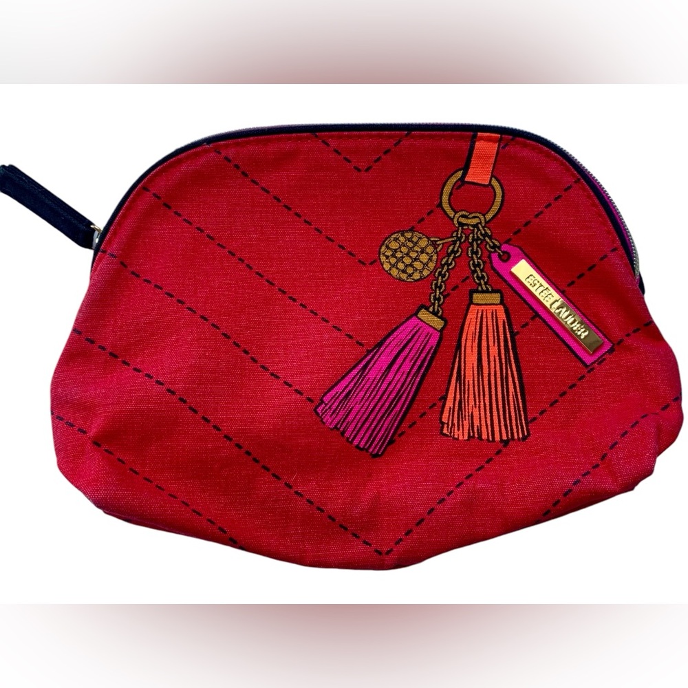 ESTEE LAUDER Red Pink Zipper Makeup Bag Cosmetic Bag Pouch